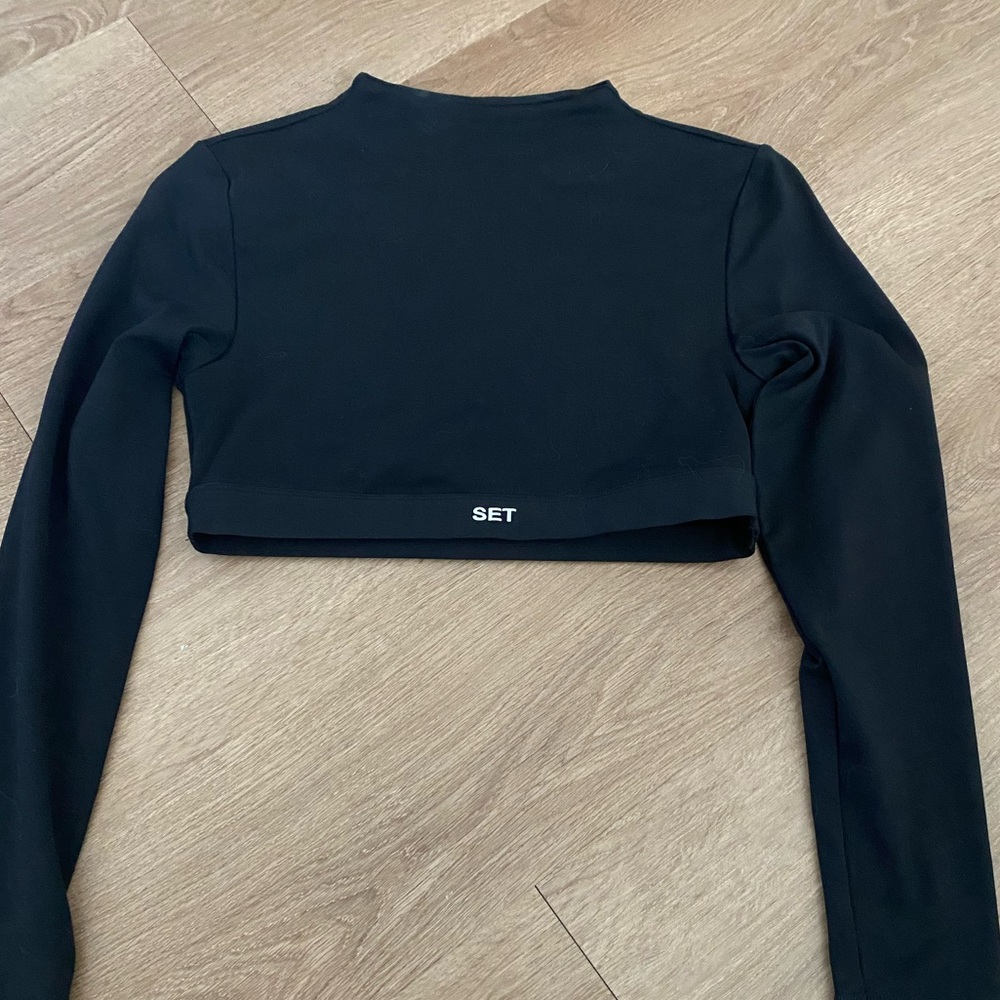 Set Active Sportbody Cropped Long Sleeve Top - Onyx Size Small